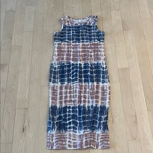 Sleeveless Tie-Dye Maxi Dress with Leg Slits